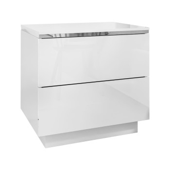 Nachttisch AURORA II SILVER weiß glänzend mit LED-Beleuchtung