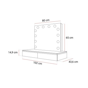 Schminktisch AURORA SILVER ELITE mit Spiegel weiß glänzend