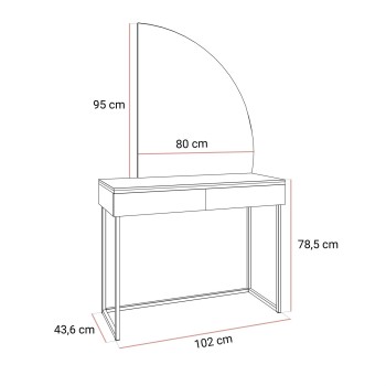 Schminktisch AURORA-Q SILVER weiß hochglanz auf silbernem Gestell