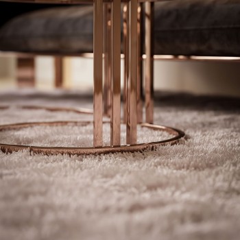Couchtisch LORI 2in1 mit Glasplatte und Kupferrotemgestell Gestell