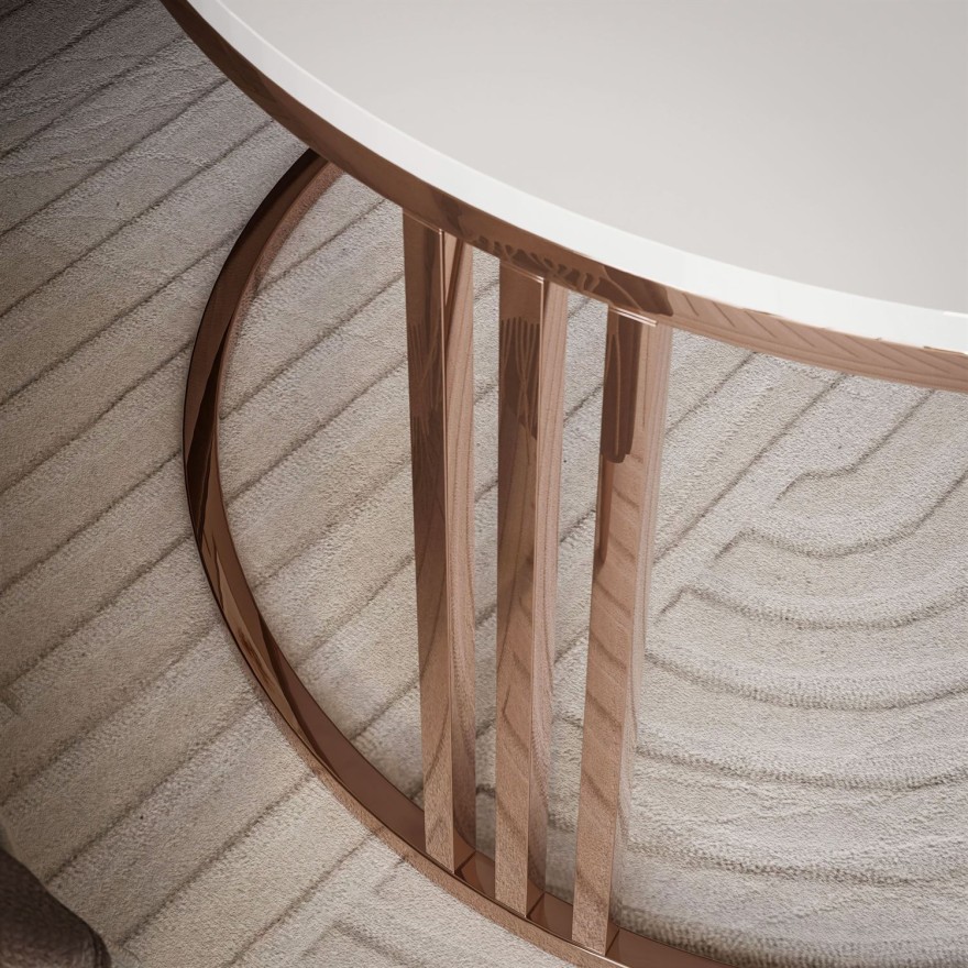 Couchtisch LORI 2in1 glänzend  mit Kupferrotemgestell Gestell