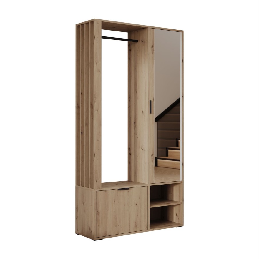Garderobe FORIS LOFT  mit Spiegel und Kleiderstangen