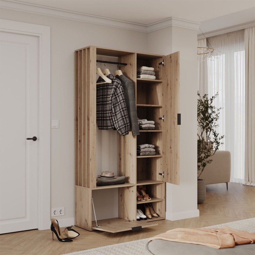 Garderobe FORIS LOFT  mit Spiegel und Kleiderstangen