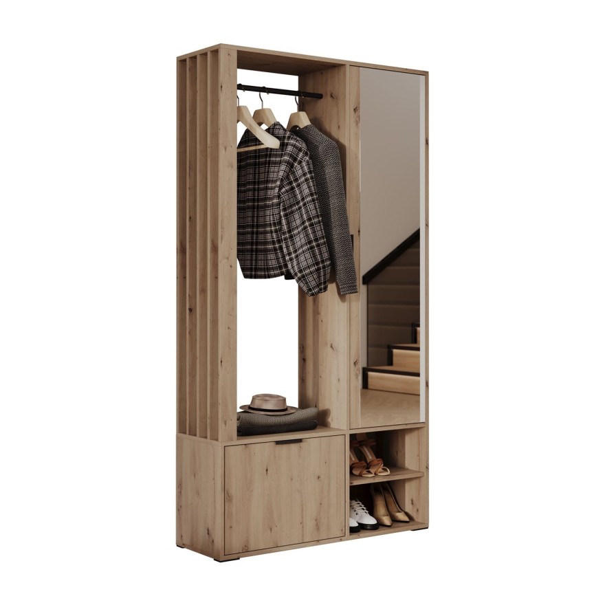 Garderobe FORIS LOFT  mit Spiegel und Kleiderstangen