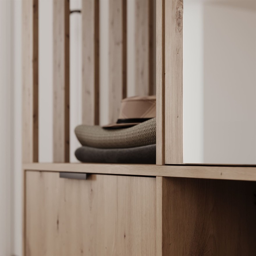 Garderobe FORIS LOFT  mit Spiegel und Kleiderstangen