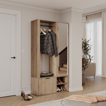 Garderobe FORIS LOFT  mit Spiegel und Kleiderstangen