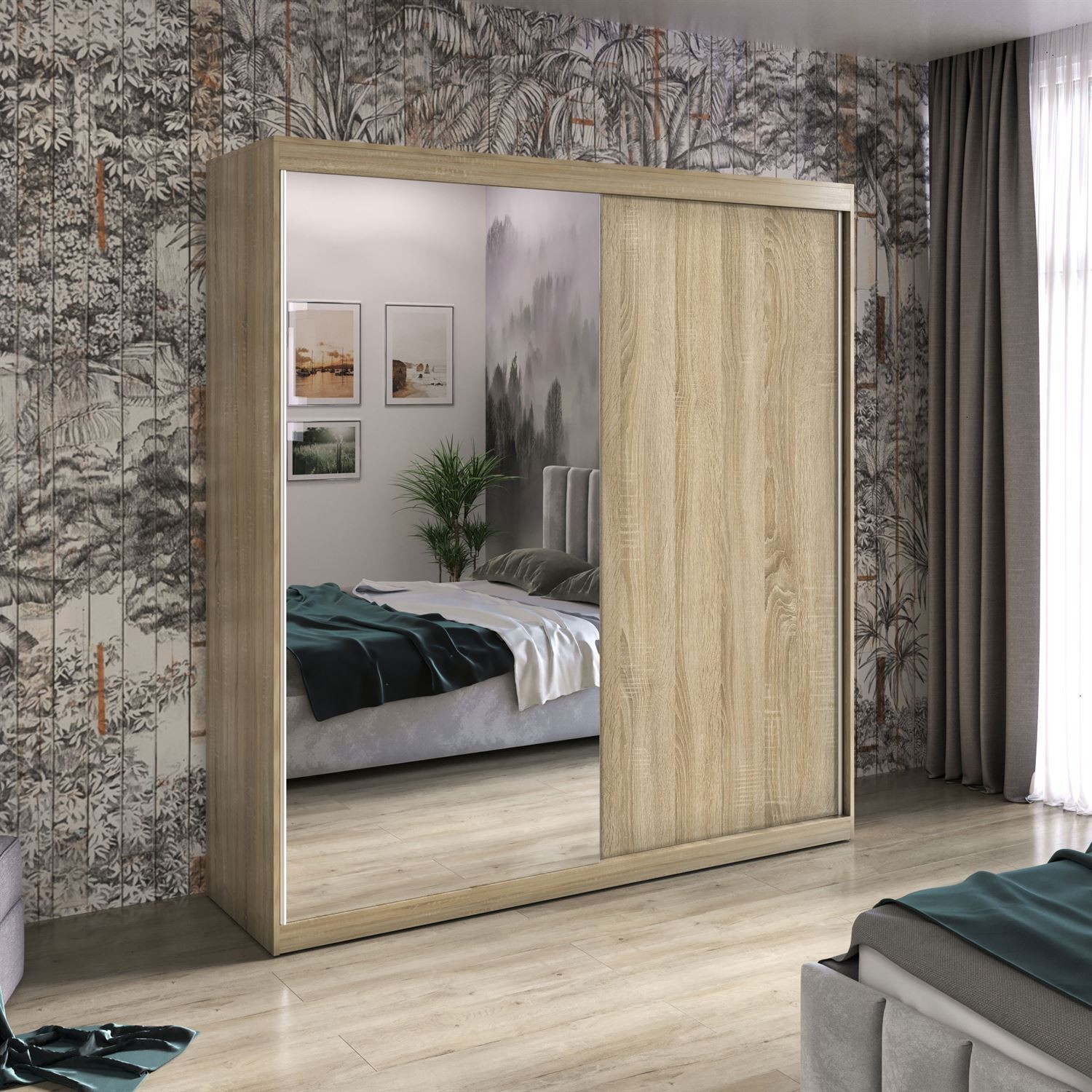 Kleiderschrank ARMARI 200 cm mit Spiegel und Schiebetürenschrank