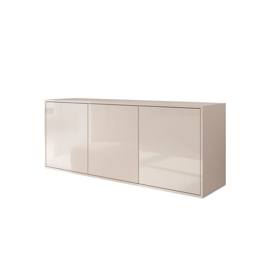 Dreitürige Kommode SANAYI in Kaschmir Hochglanz