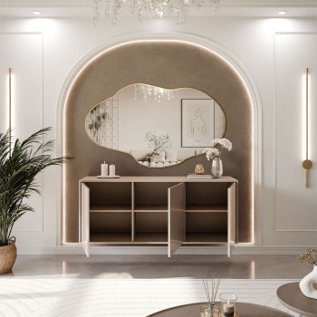 Dreitürige Kommode SANAYI in Kaschmir Hochglanz