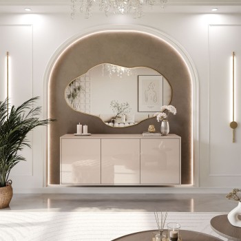 Dreitürige Kommode SANAYI in Kaschmir Hochglanz