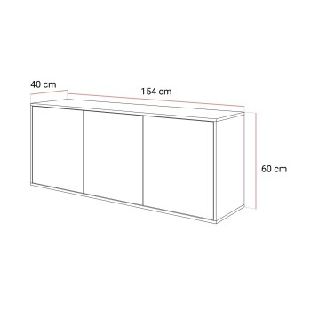 Dreitürige Kommode SANAYI in Kaschmir Hochglanz