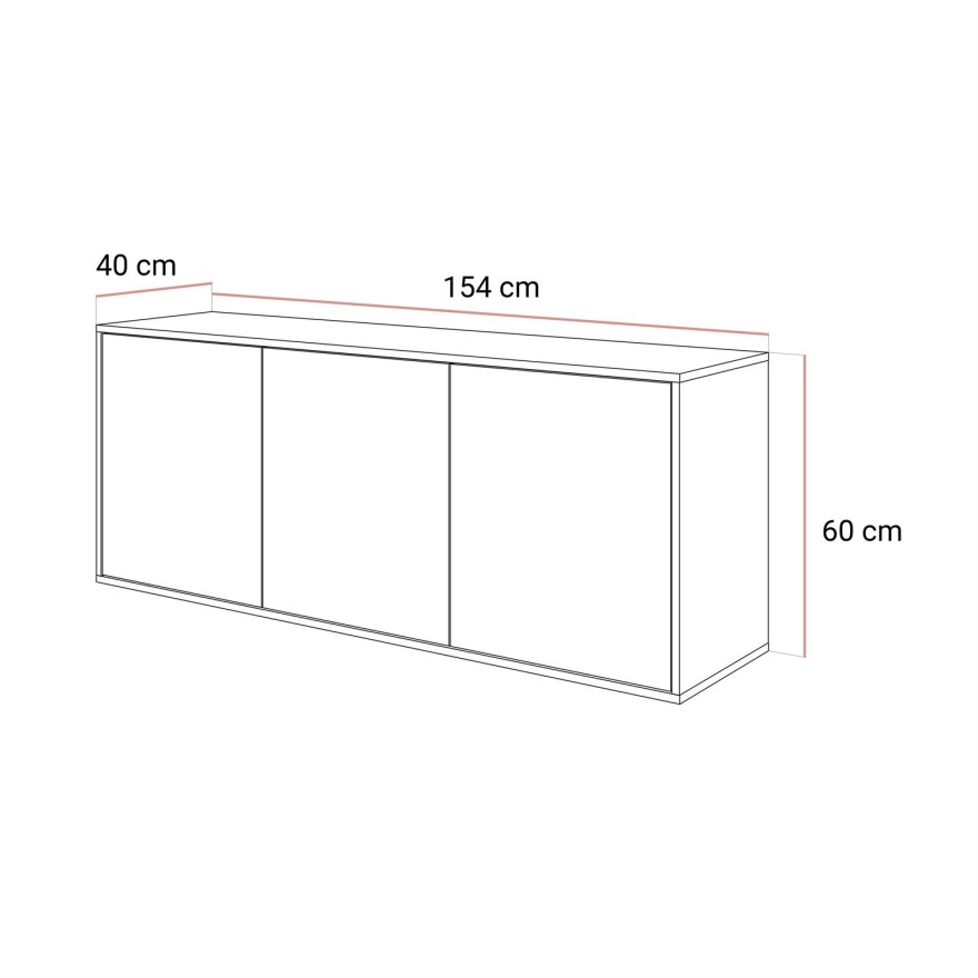 Dreitürige Kommode SANAYI in Kaschmir Hochglanz
