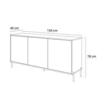 Dreitürige Kommode SANAYI auf Füßen in Kaschmir Hochglanz