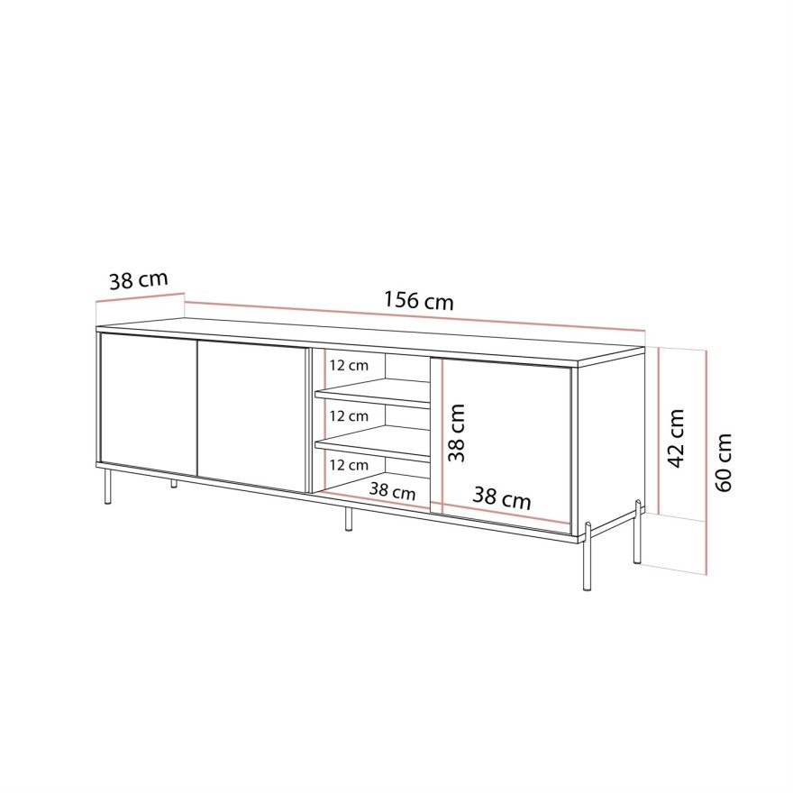 SANAYI TV-Schrank auf hohen Füßen in Kaschmir Hochglanz