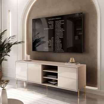 SANAYI TV-Schrank auf hohen Füßen in Kaschmir Hochglanz