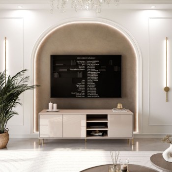 SANAYI TV-Schrank auf hohen Füßen in Kaschmir Hochglanz