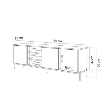 SANAYI TV-Schrank auf hohen Füßen in Kaschmir Hochglanz