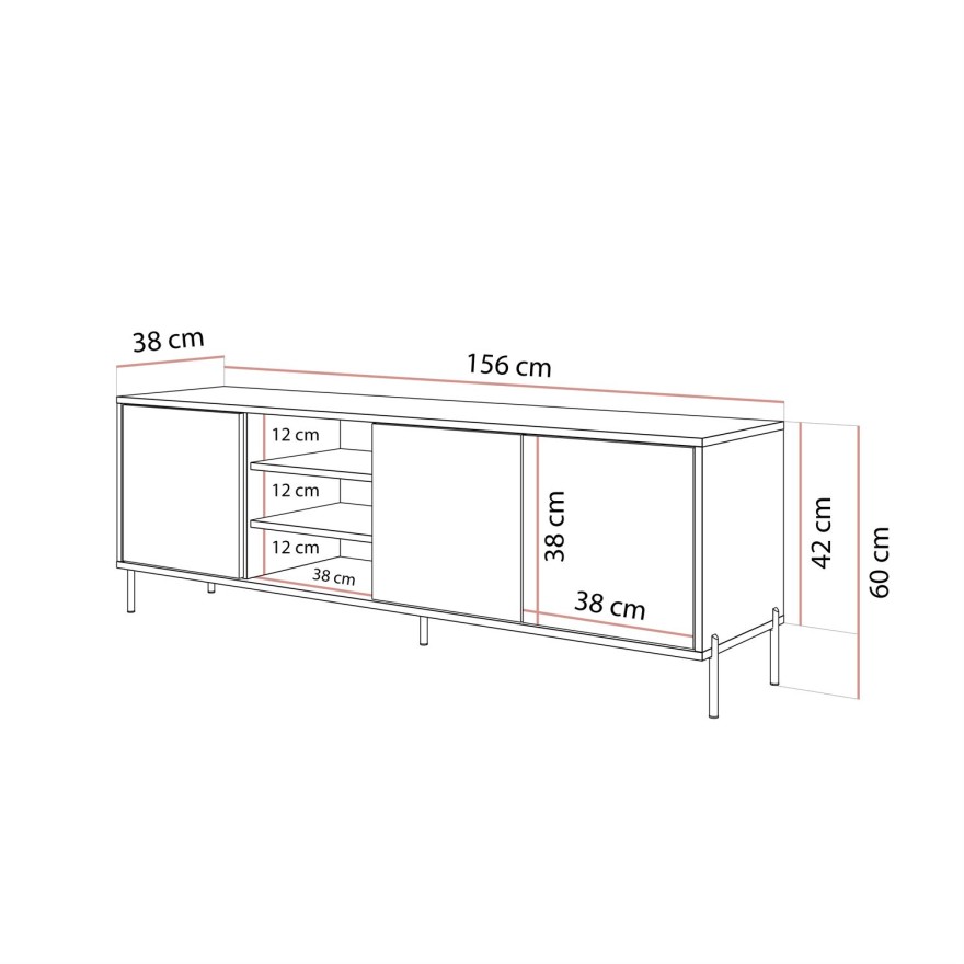 SANAYI TV-Schrank auf hohen Füßen in Kaschmir Hochglanz