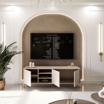 SANAYI TV-Schrank auf hohen Füßen in Kaschmir Hochglanz