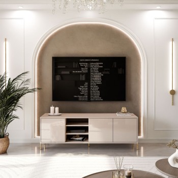 SANAYI TV-Schrank auf hohen Füßen in Kaschmir Hochglanz