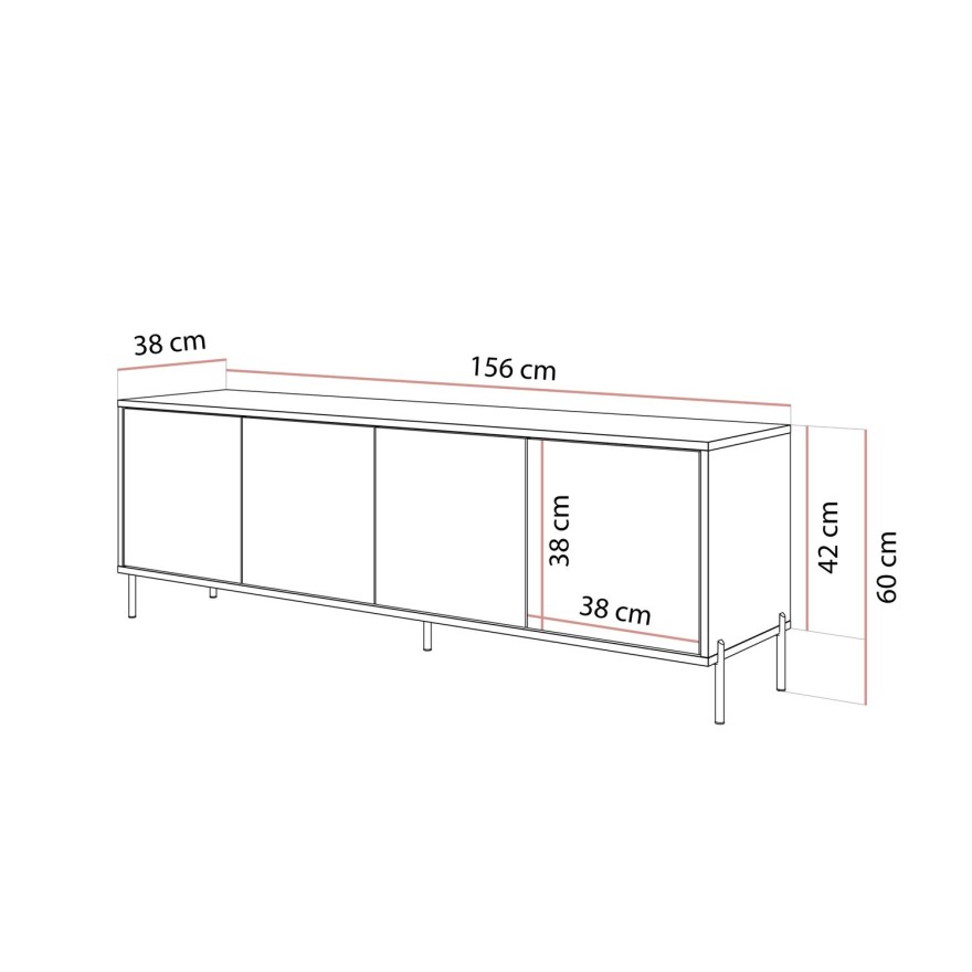 SANAYI TV-Schrank auf hohen Füßen in Kaschmir Hochglanz