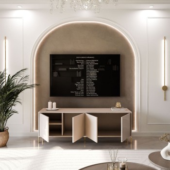 SANAYI TV-Schrank auf hohen Füßen in Kaschmir Hochglanz