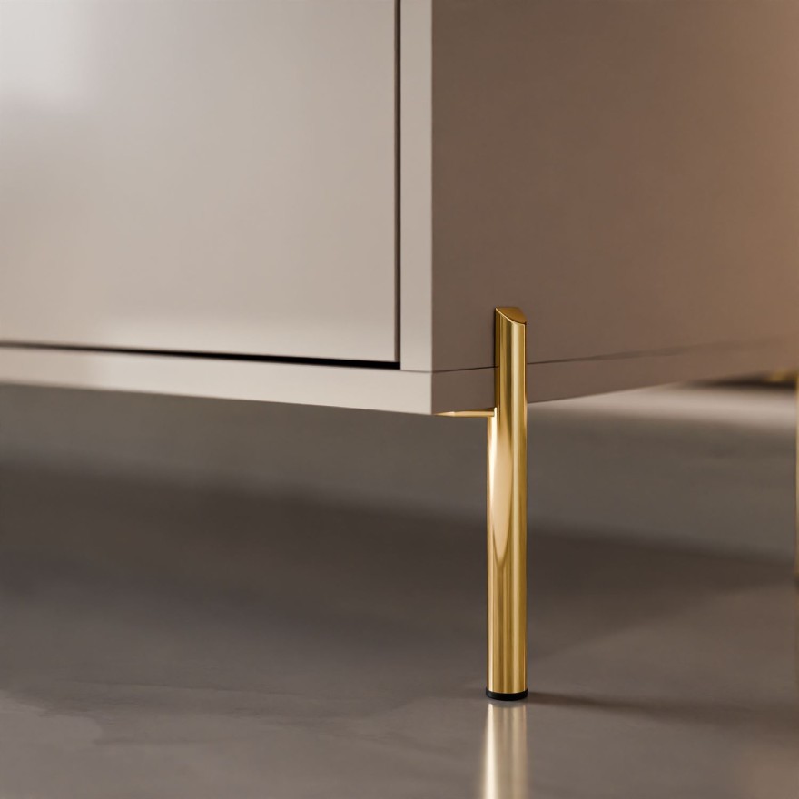 SANAYI TV-Schrank auf hohen Füßen in Kaschmir Hochglanz