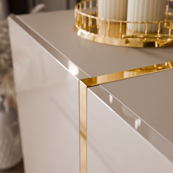 Kommode mit Schubladen ONYX Kaschmir auf goldenen Beinen, Hochglanz, 158 cm