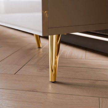 Kommode mit Schubladen ONYX Kaschmir auf goldenen Beinen, Hochglanz, 158 cm