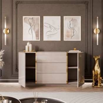 Kommode mit Schubladen ONYX Kaschmir Hochglanz 158 cm