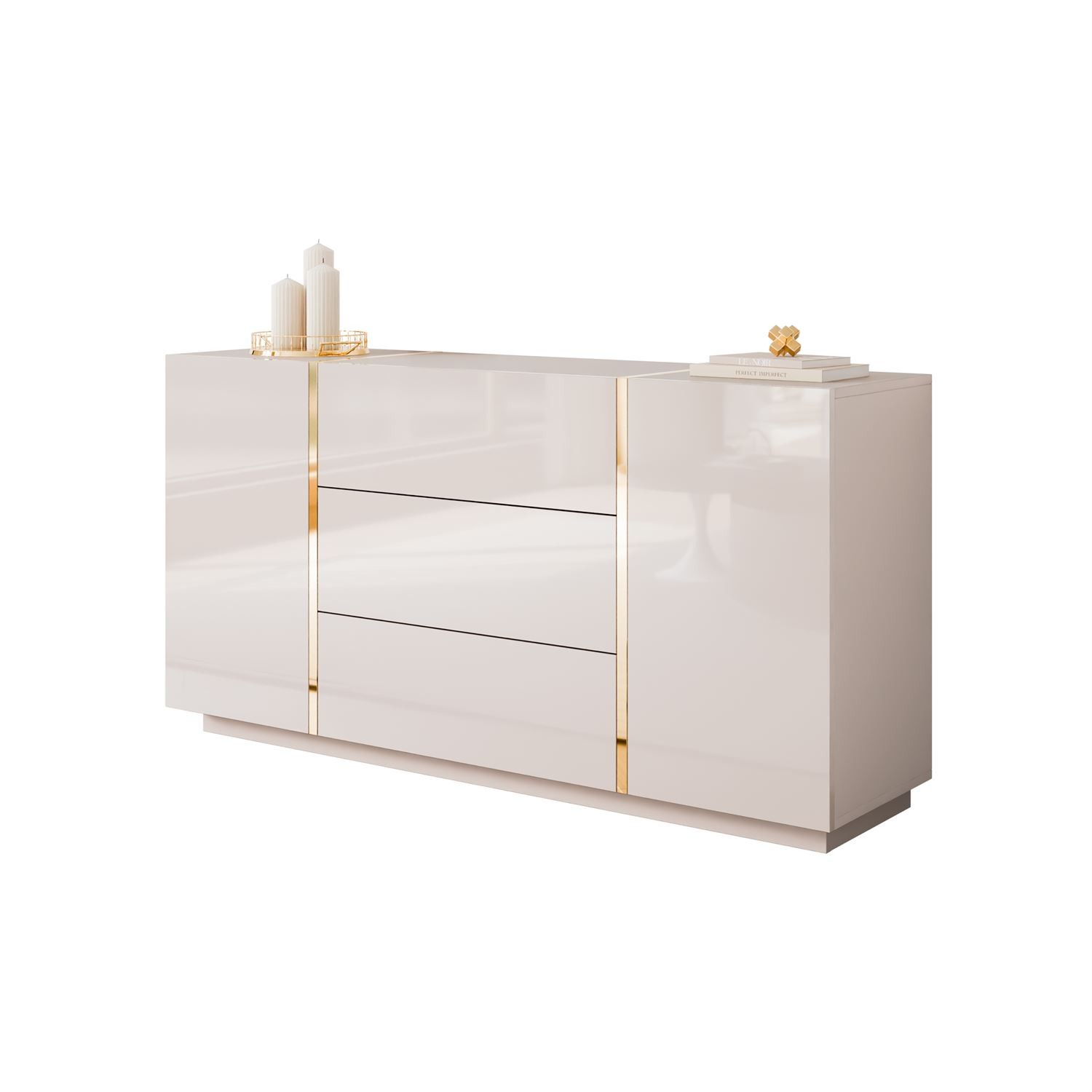 Kommode mit Schubladen ONYX Kaschmir Hochglanz 158 cm