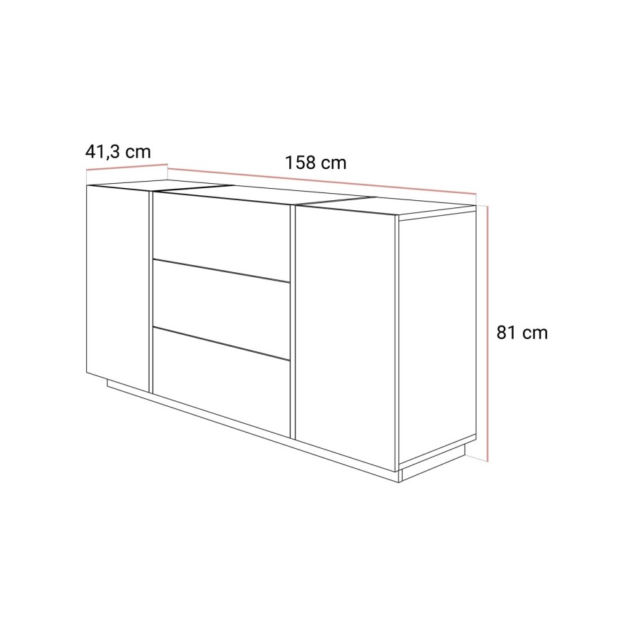 Kommode mit Schubladen ONYX Kaschmir Hochglanz 158 cm