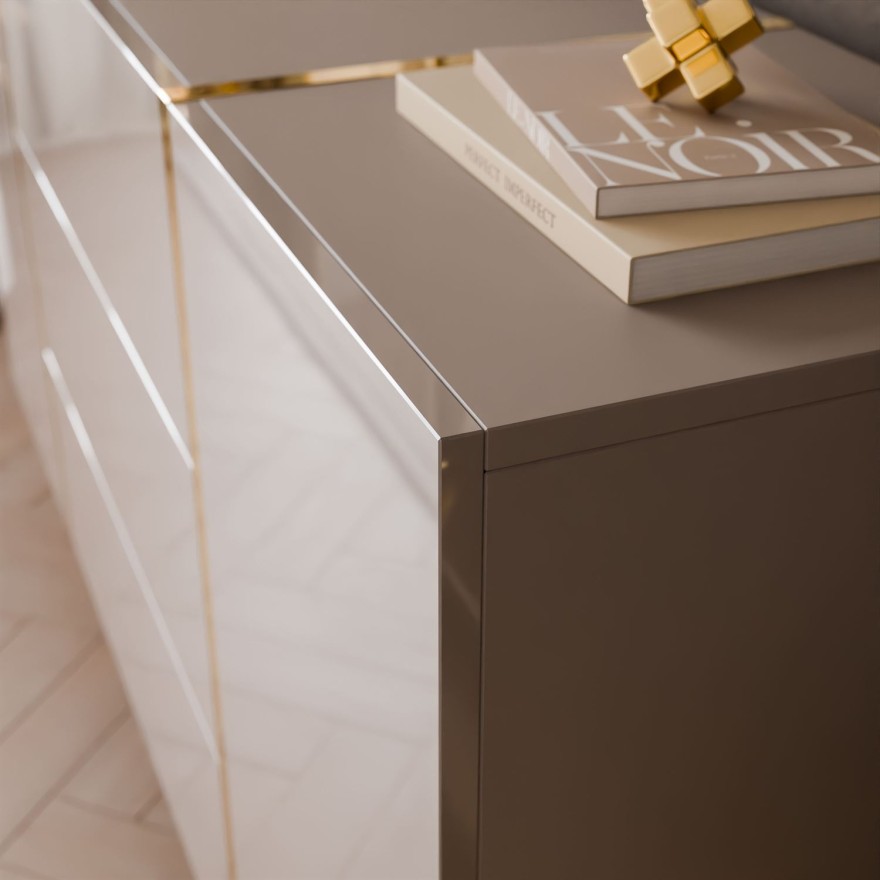 Kommode mit Schubladen ONYX Kaschmir Hochglanz 158 cm