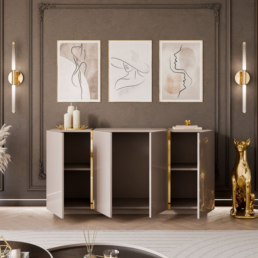 Kommode ONYX 4D Kaschmir Hochglanz 158 cm