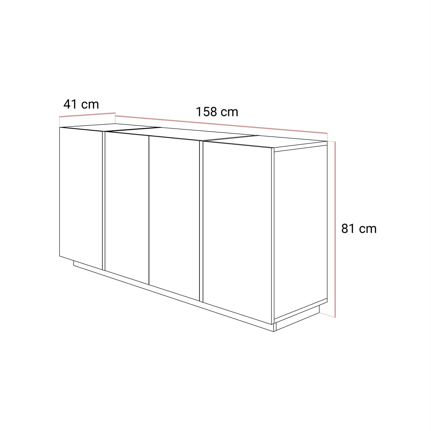 Kommode ONYX 4D Kaschmir Hochglanz 158 cm