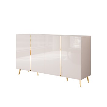 Kommode ONYX 4D Kaschmir auf goldenen Beinen Hochglanz 158 cm