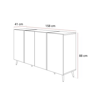 Kommode ONYX 4D Kaschmir auf goldenen Beinen Hochglanz 158 cm
