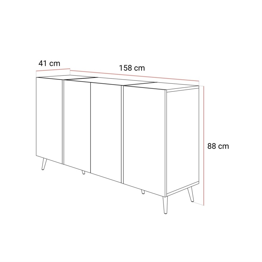 Kommode ONYX 4D Kaschmir auf goldenen Beinen Hochglanz 158 cm