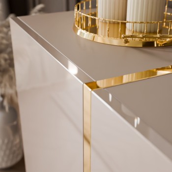 Kommode ONYX 4D Kaschmir auf goldenen Beinen Hochglanz 158 cm