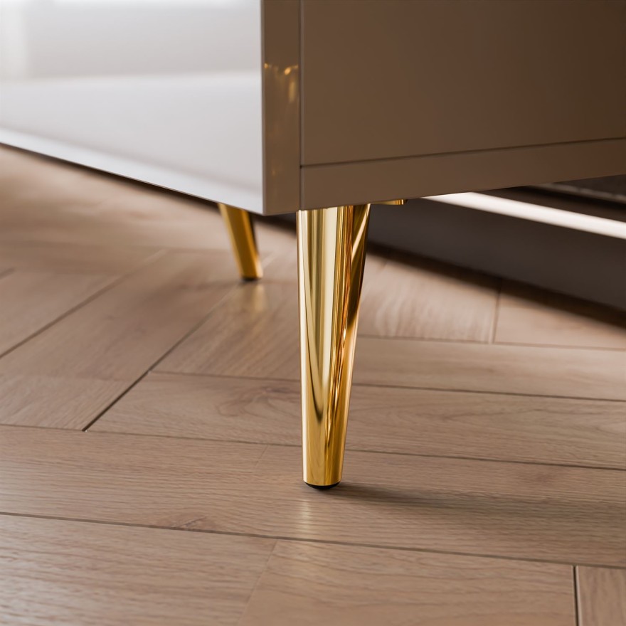 Kommode ONYX 4D Kaschmir auf goldenen Beinen Hochglanz 158 cm