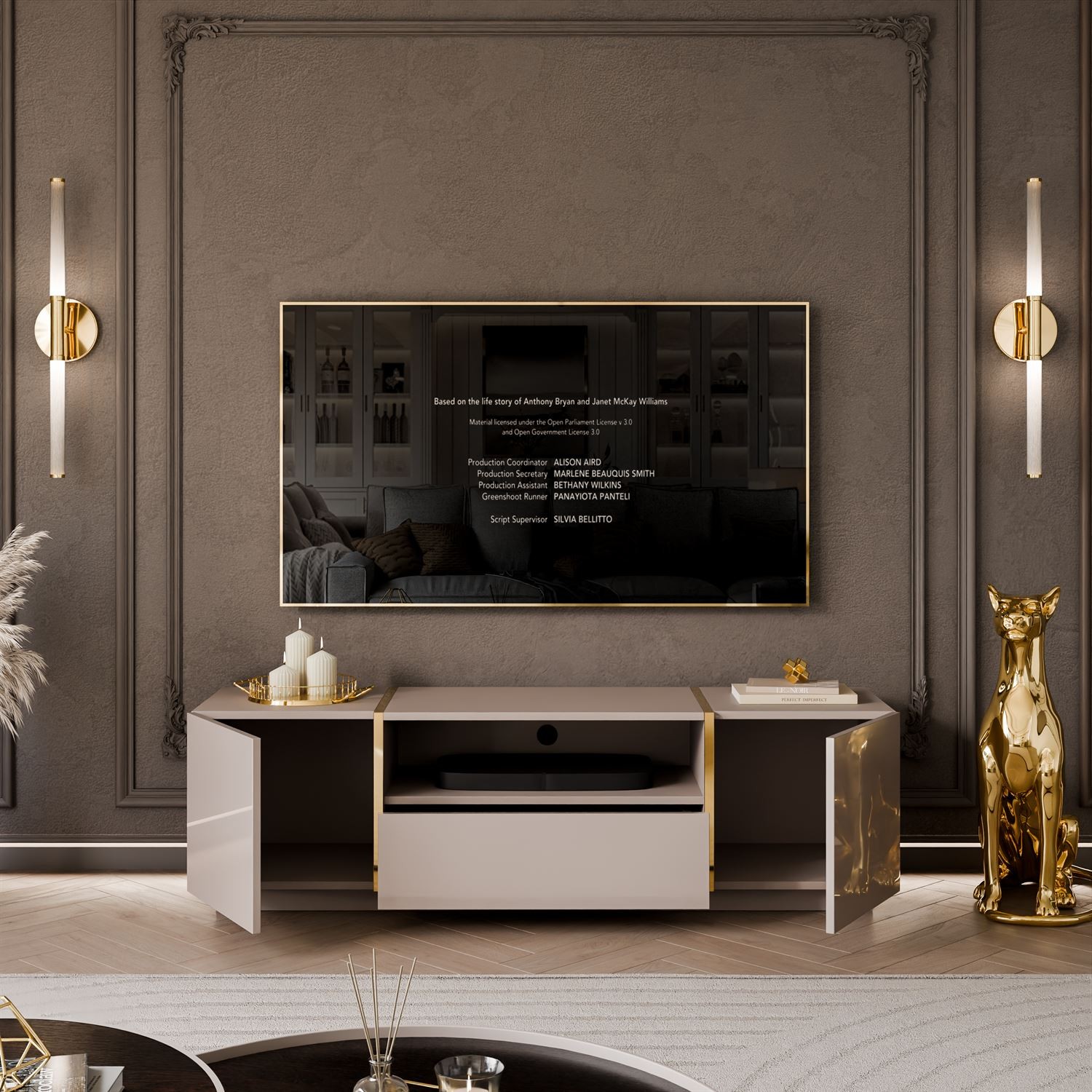 TV-Schrank ONYX Kaschmir Hochglanz 158 cm