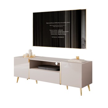 TV-Schrank ONYX 158 cm Kaschmir mit goldenen Beinen und Hochglanz
