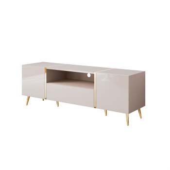 TV-Schrank ONYX 158 cm Kaschmir mit goldenen Beinen und Hochglanz