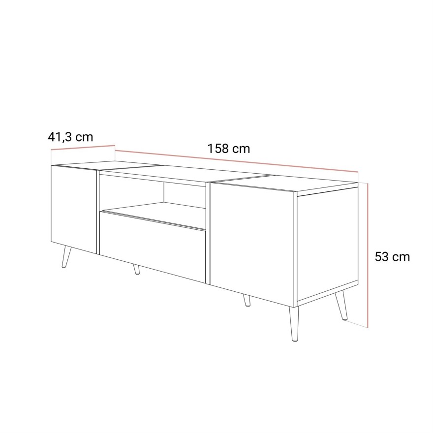 TV-Schrank ONYX 158 cm Kaschmir mit goldenen Beinen und Hochglanz