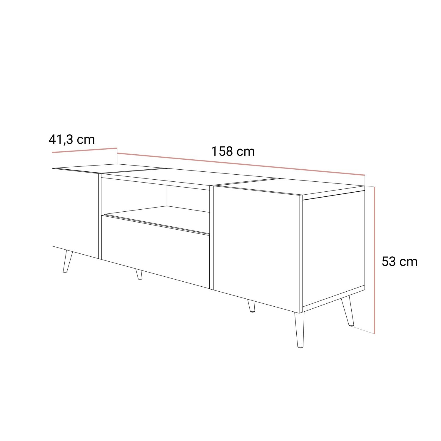 TV-Schrank ONYX 158 cm Kaschmir mit goldenen Beinen und Hochglanz