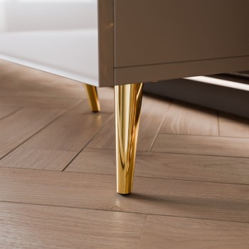 TV-Schrank ONYX 158 cm Kaschmir mit goldenen Beinen und Hochglanz