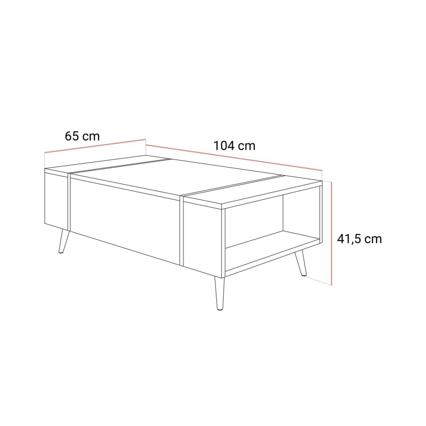 Couchtisch ONYX Kaschmir auf goldenen Beinen Hochglanz