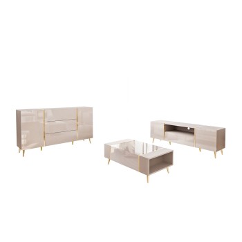 ONYX Wohnzimmer Set in Kaschmir mit goldenen Beinen