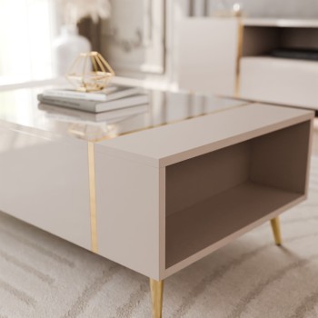 ONYX Wohnzimmer Set in Kaschmir mit goldenen Beinen