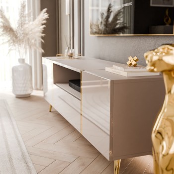 ONYX Wohnzimmer Set in Kaschmir mit goldenen Beinen
